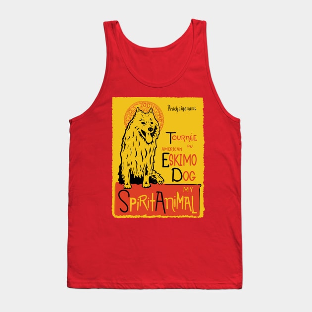 Funny American Eskimo Dog Cute Dog Chat Noir Mashup Art Tank Top by Get Hopped Apparel